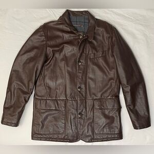 Peter Millar Men's Brown Leather Jacket